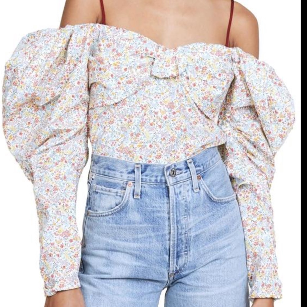 Hellessy Lauren Cotton Off-The-Shoulder Top Sz 0 - Picture 3 of 3